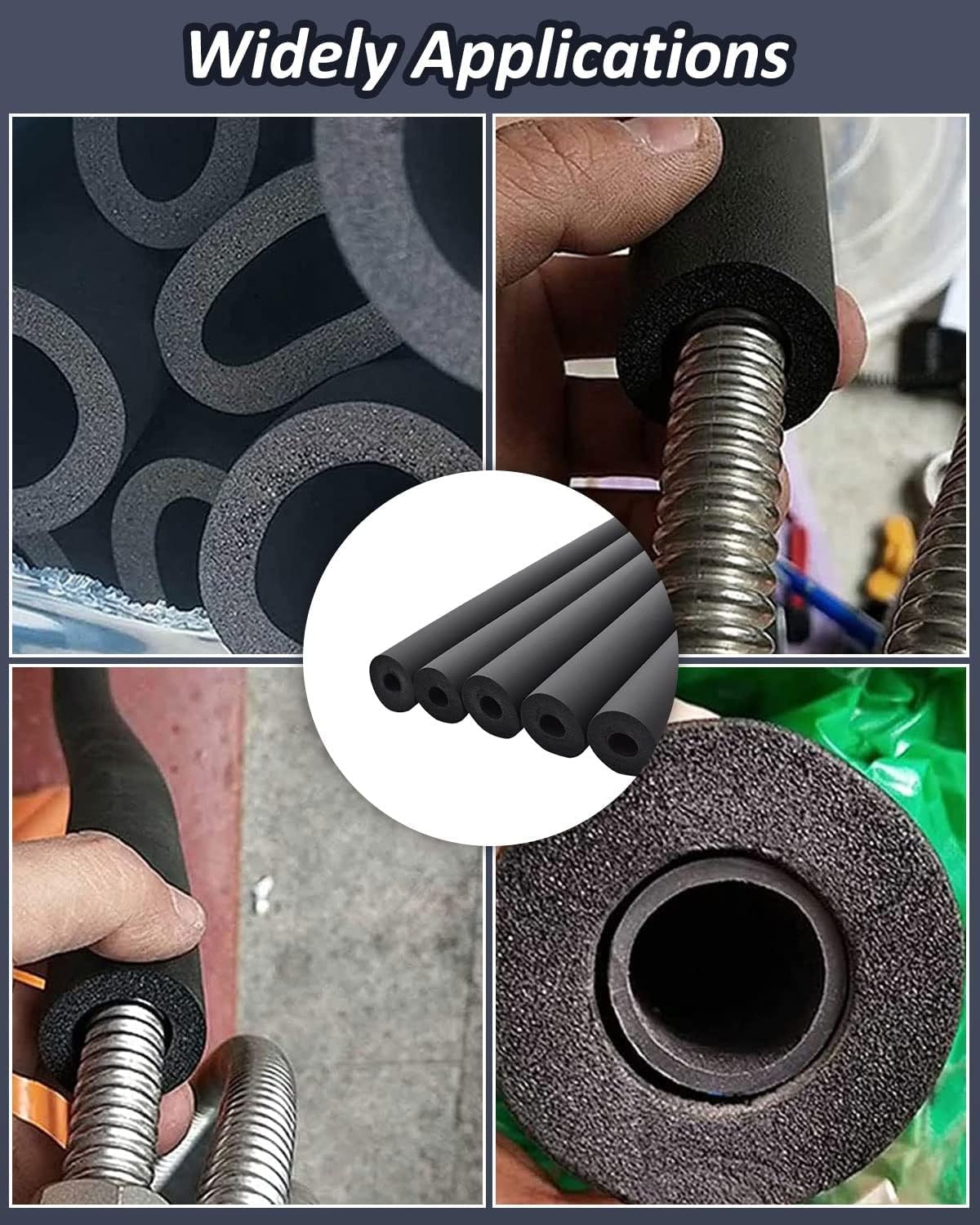 Pipe Insulation Foam Tube - Foam Tubing for AC Unit, Guitar Stands, Exercise Machine Handle and Roof Rack-19*9MM(3/4" ID X 3/8" TK-6Ft)