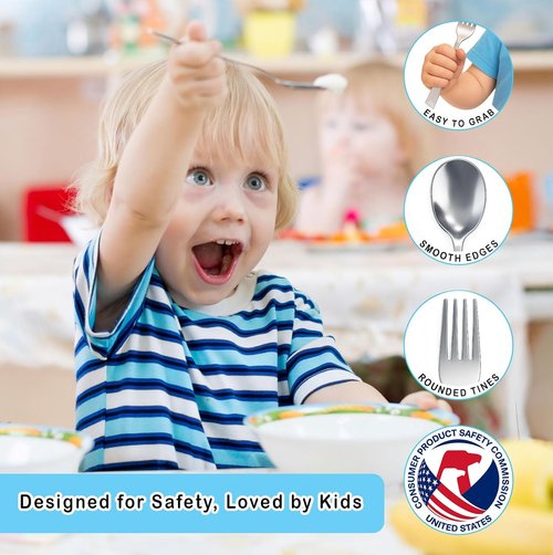 Chillout Life Stainless Steel Kids Silverware Set - 6-Piece Child Safe Utensil Set | Includes 3 Spoons & 3 Forks