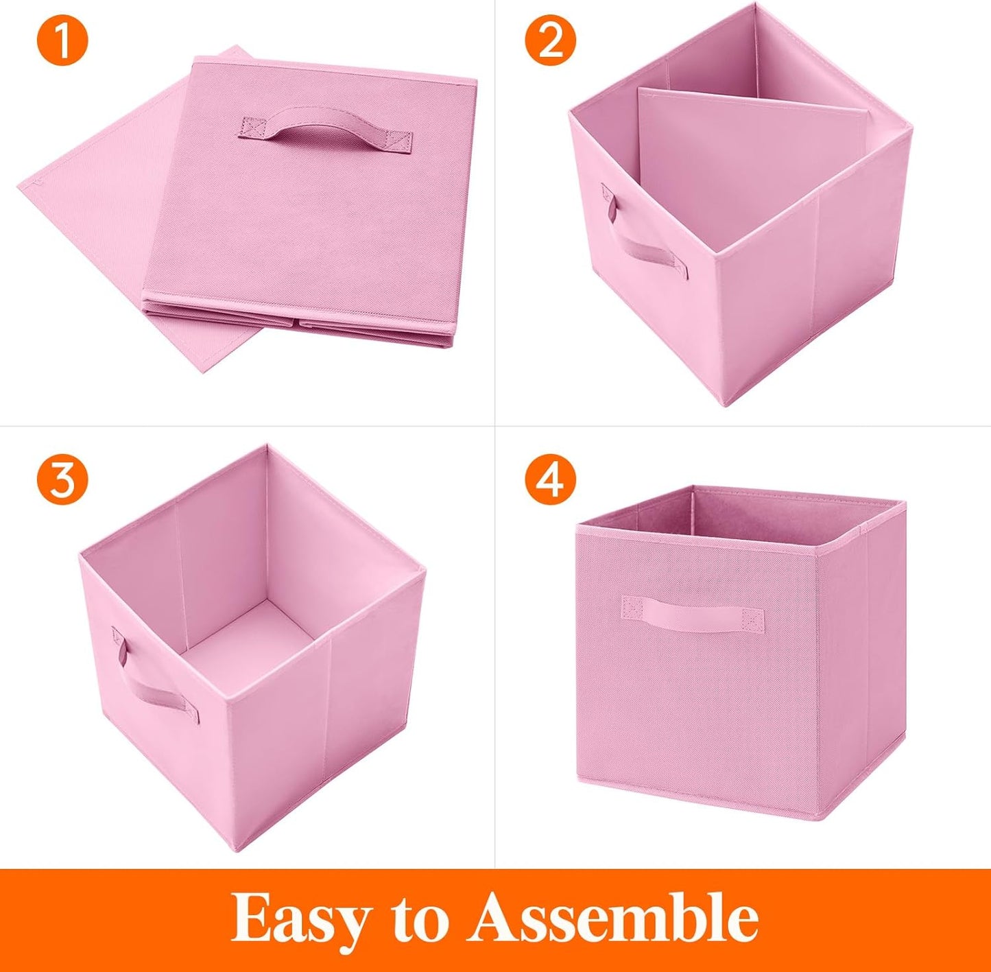 Lifewit Storage Cubes - Foldable Decorative Fabric Baskets for Home Organization | 11-Inch Pink, 12-Pack