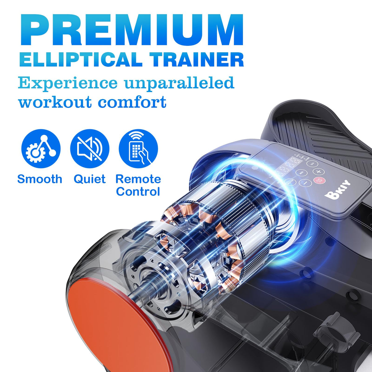 Under Desk Elliptical Machine, Electric Under-Desk Elliptical for Seniors - Mini Elliptical Exercise Equipment for Home with 12-Speed Touch Screen, Remote Control & Reversible Motion (Orange)