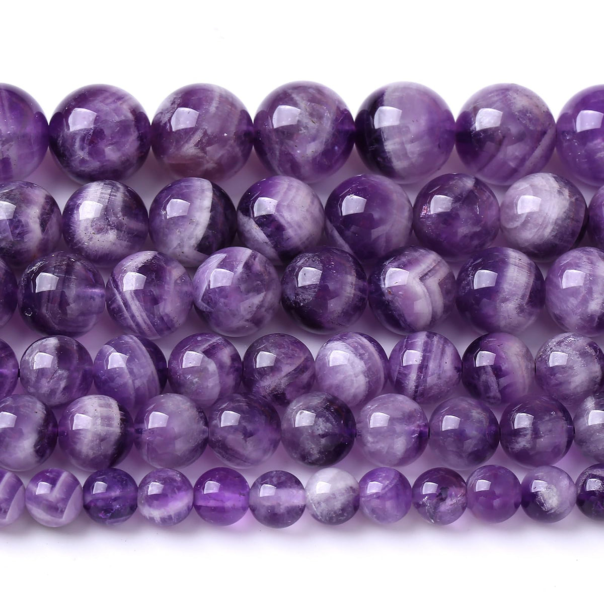 75PCS 10MM Purple Amethyst Dream Lace Beads Natural Quartz Crystal Stone Loose Beads for Jewelry Making DIY Bracelet Grade A+