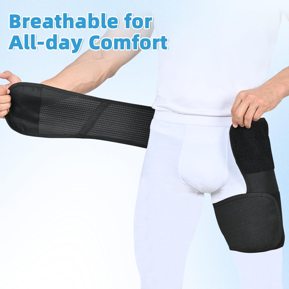 Tenbon Adjustable Hip Brace for Sciatica Pain Relief & Sacroiliac Support - Compression Wrap for Hamstring, Hip Flexor, Groin Injuries, Thigh Stabilizer - SI Joint Belt for Men & Women (M/Left)