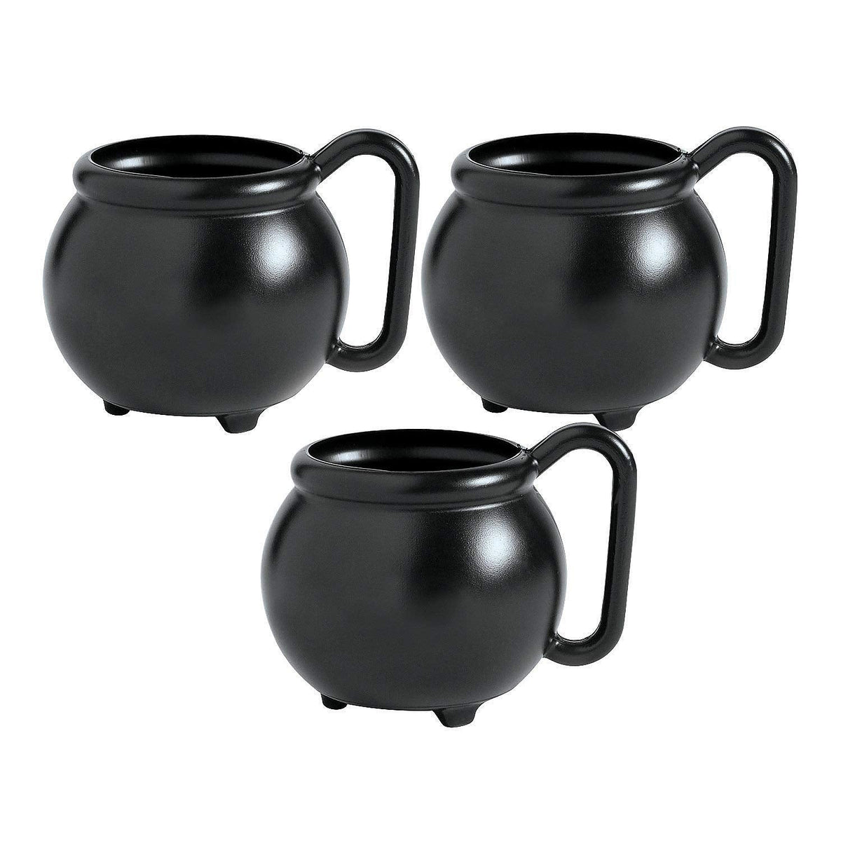 Fun Express Set of 12 Pieces Witch Cauldron Mugs, Holds 12 oz, Hocus Pocus and Halloween Party Supplies, Black