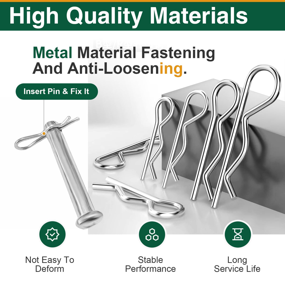 20Pcs Cotter Pins R Clips, Stainless Steel Hitch Pin Clips for Trailer, Tractor, and Automotive Repair, M3x65mm
