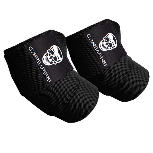 Gymreapers Weightlifting Elbow Wraps (1 Pair) - Flexible 40'' Elbow Compression Strap & Joint Support Brace - For Bench Press, Powerlifting, and Pressing (Black)