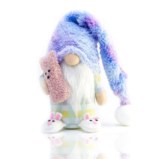 Madanar Easter Pajama Gnome Plush Holding Peep Bunny Swedish Decor for Tiered Tray Shelf Table Decorations (Easter)