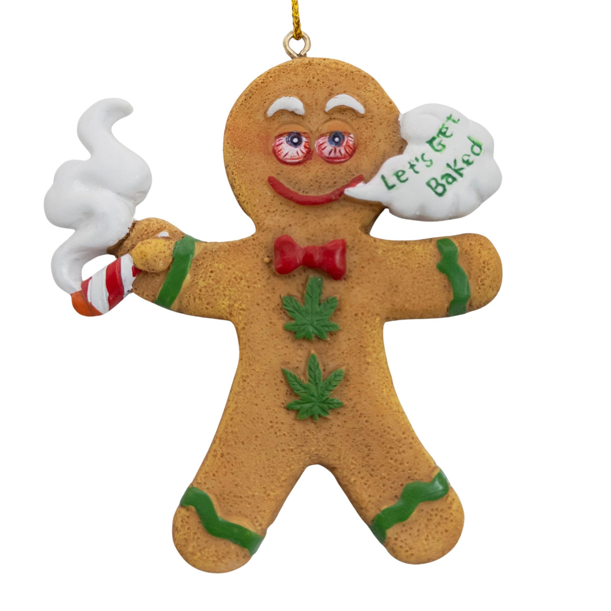 Gingerbread Man Let's Get Baked Funny Weed Christmas Tree Ornament