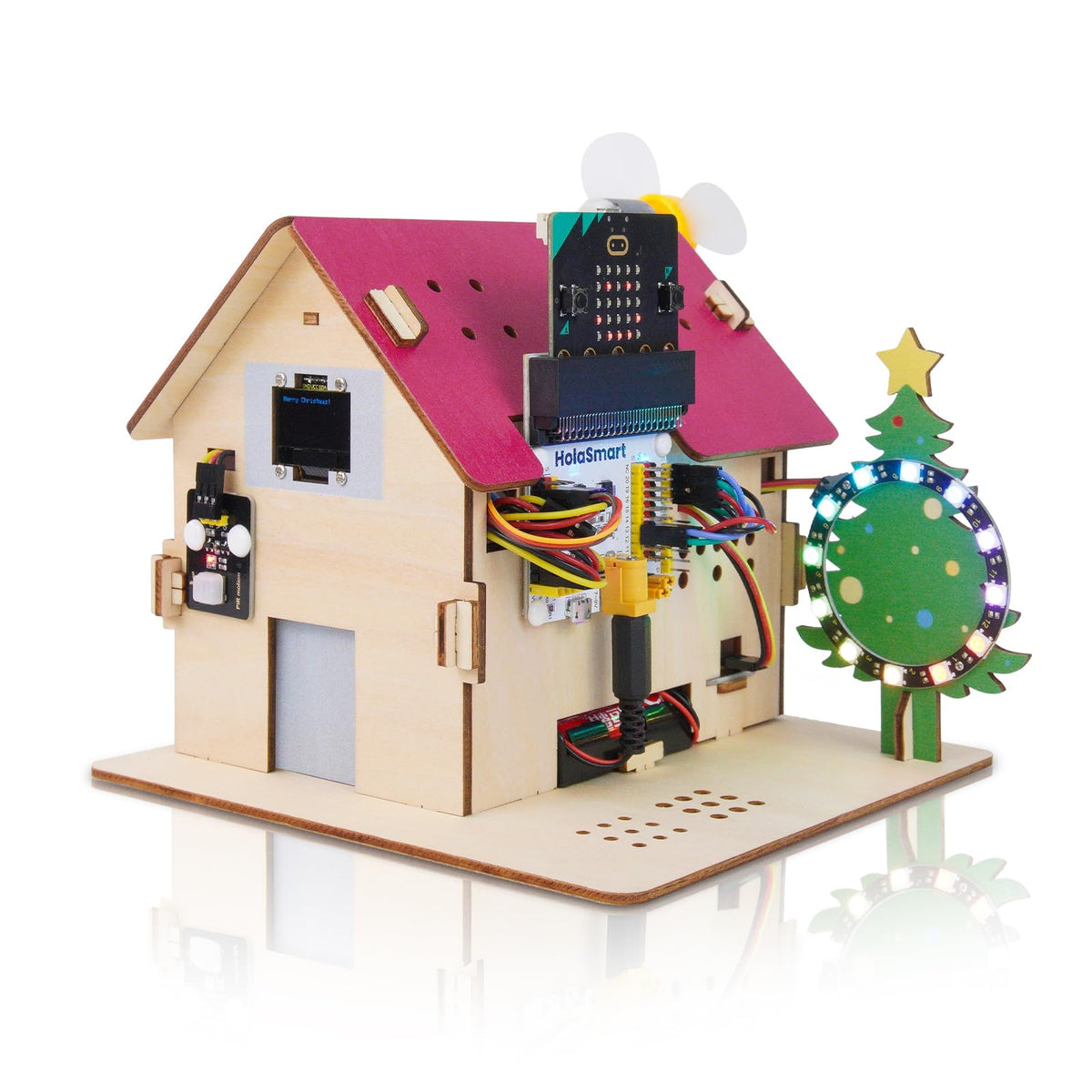 HOLASMART Microbit Smart Home Kit for Microbit V1 and V2,Electronics DIY Home Automation Coding Kit,STEM Educational Set for Student (Without Micro:bit and AAA Battery),Red