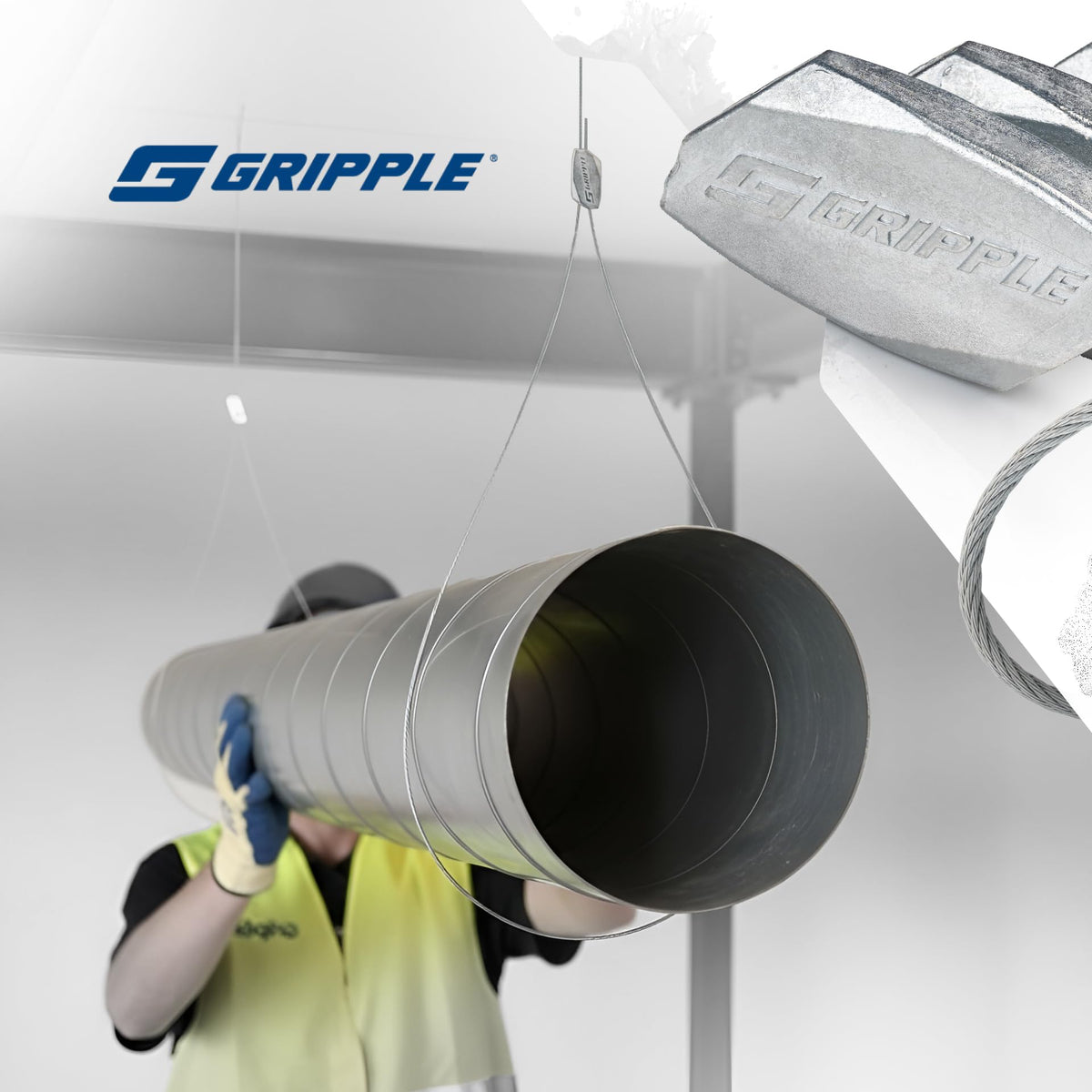 Gripple - No. 2 Standard Loop Hangers | Standard Hanger Cable | Hanger with Fastener for Fast Suspension | 100 lbs Safe Working Load | Sold in Packs of 10 | 10 Ft Wire Rope