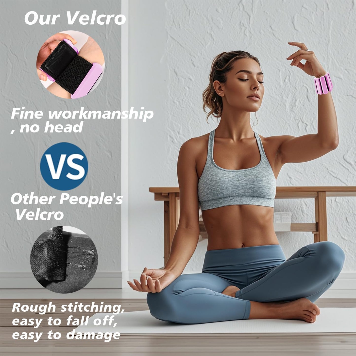 Wrist and Ankle Weights for Women & Men 2 Pack (1lb Each), Adjustable Silicone Wearable Arm & Leg Weights for Pilates, Gym, Yoga, Cardio, Strength Training (Pink)