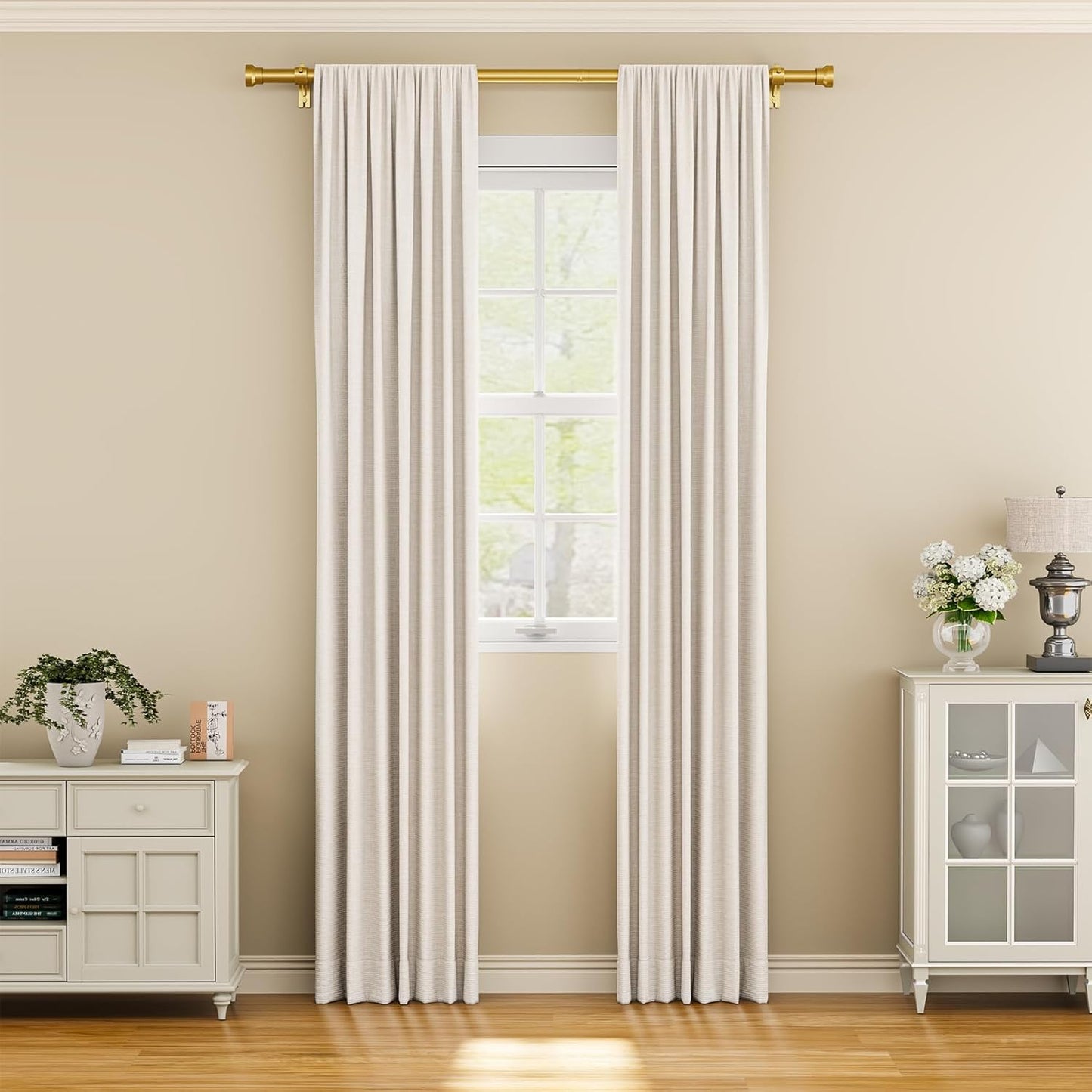 YaFex Curtain Rods - Heavy Duty 1 Inch Adjustable Window Treatment Rods | 32-58 Inch, Gold Finish