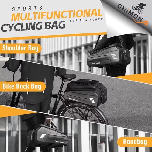 CHIMONA Ebike Battery Bag - Hard Shell E Bike Rack Bag, 30L Electric Bicycle Rear Rack Bag, Multifunction Large Pannier for Bicycle, Electric Bike Rear Seat Bag Bike Trunk Bag (BLACK1)