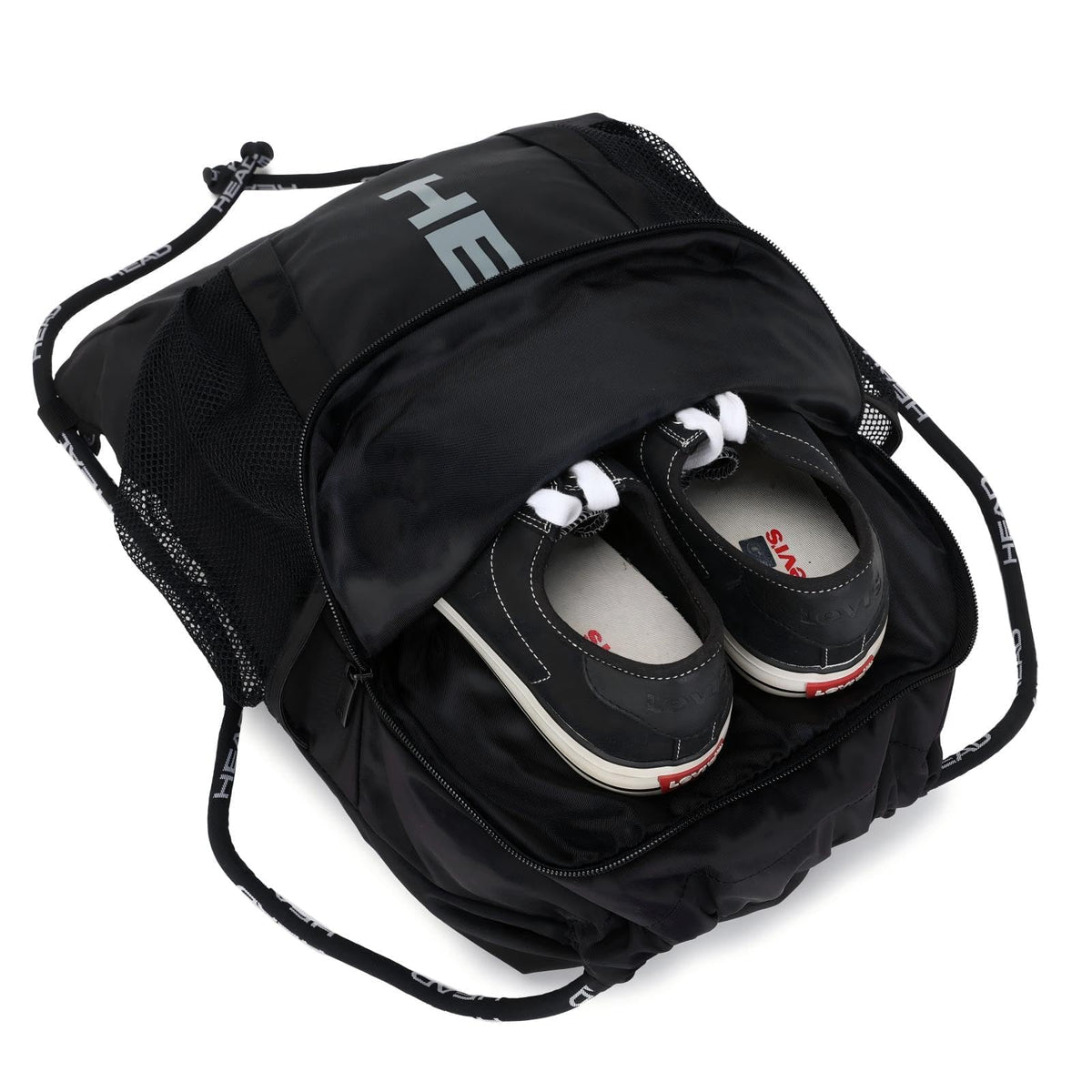 HEAD Men's Drawstring Backpack with Shoe & Phone Pocket,Structured Sports Gym Sack with Bottle Holders for Basketball, Workout, Tennis, Swimming, Travel,Training