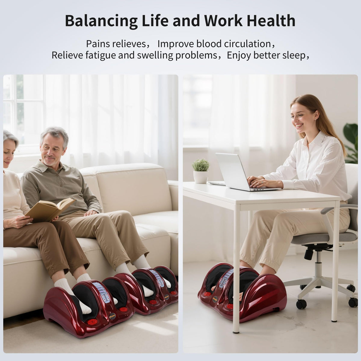 H&B Luxuries Shiatsu Foot Massager Machine with Remote Controller, Kneading and Rolling Home Massagers for Feet, Ankle, Calf, Leg, Ideally for Men, Women, Father, Mom Parents and The Elderly, Red