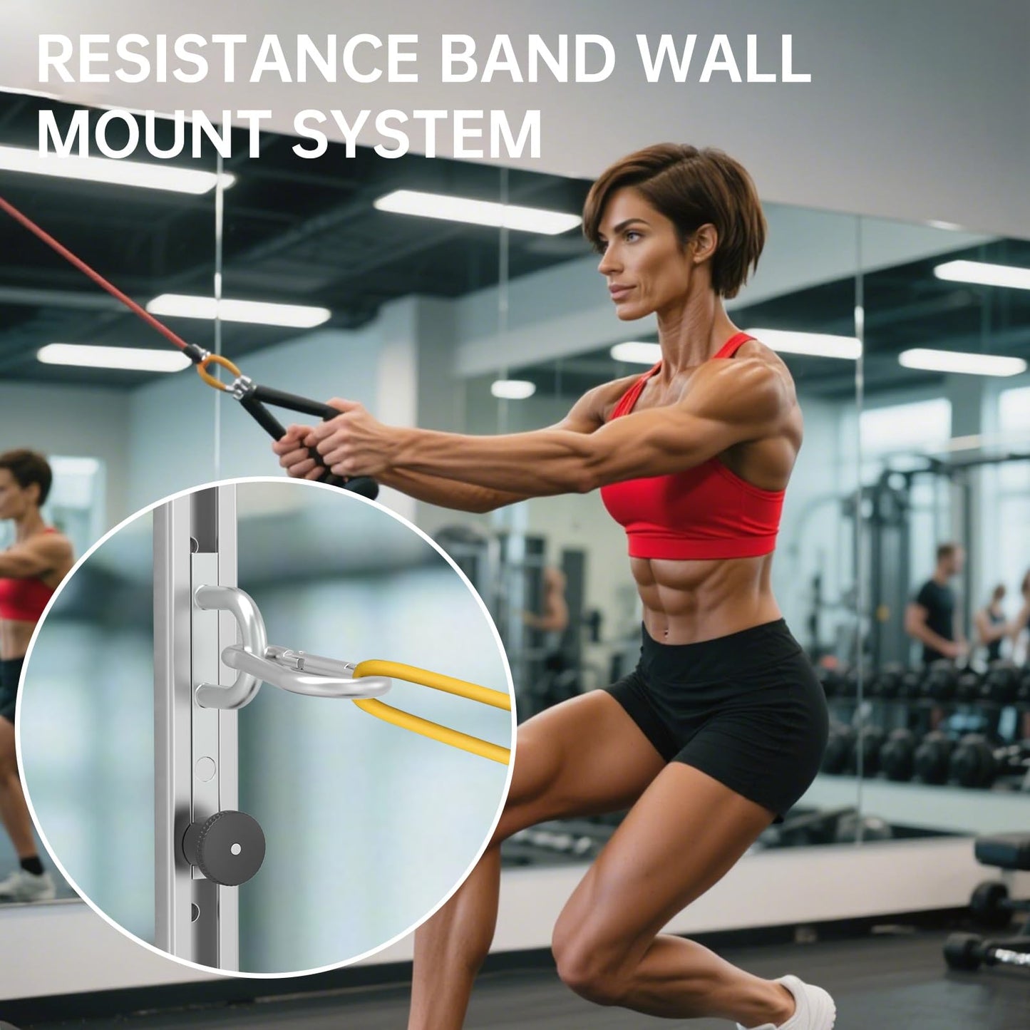 2 PCS Resistance Bands Wall Anchor Exercise Equipment Platform Base(Length 40"),Adjustable Wall-Mounted Anchor Multi-Purpose Fitness System for Complete Full Body Strength Training-Black
