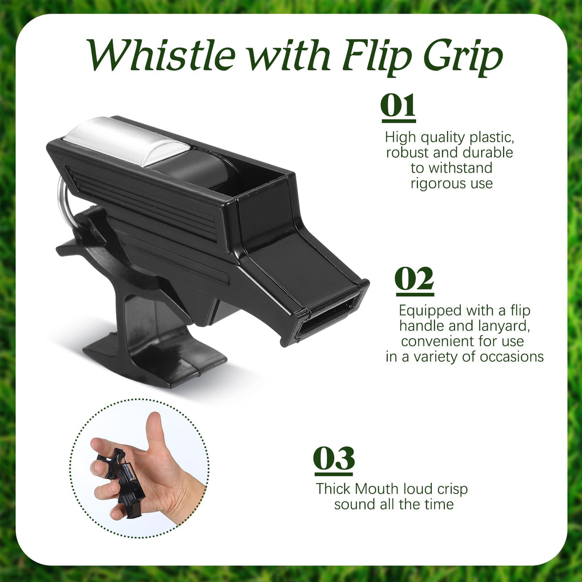 Relaxweex 2 Sets Finger Grip Referee Whistle Soccer Coach Whistles with Fingers Flip Grip Football Hockey Hand Whistle Metallic Loud Sports Whistle with Rubber Sleeve for Coaches Polices