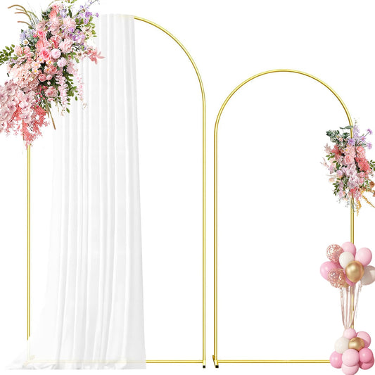 Metal Arch Backdrop Stand 7.2FT+6FT Wedding Arch Backdrop Stand Set of 2 Gold Backdrop Arch Stand Wedding Arch Frame for Wedding Ceremony Birthday Party Decoration Arbors of Metal