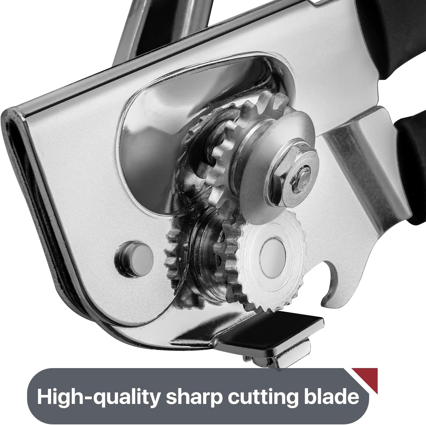 UHIYEE Heavy-Duty Manual Can Opener - Comfortable Extra-Long Handles & Oversized Knob | Black