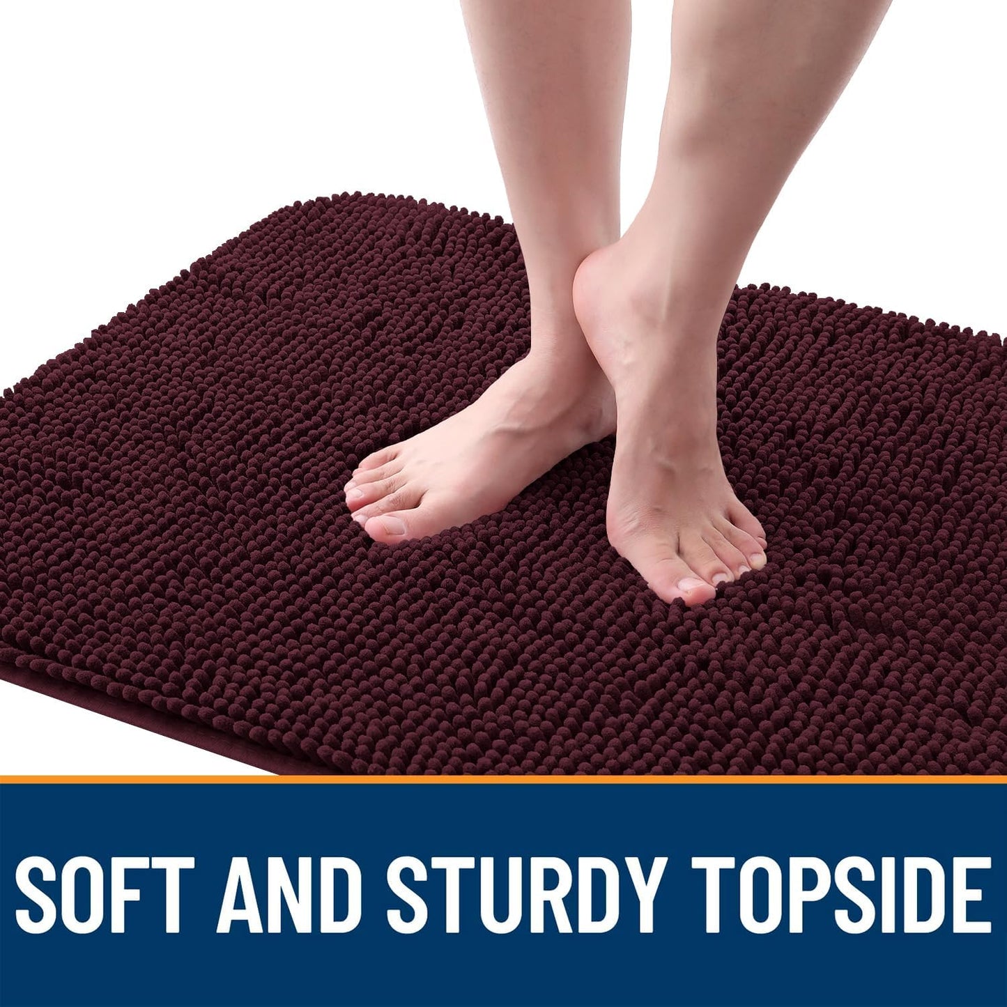 OLANLY Dog Door Mat - Absorbent Non-Slip Chenille Mat for Muddy Paws | 45x27 Inches, Quick Dry, Russet