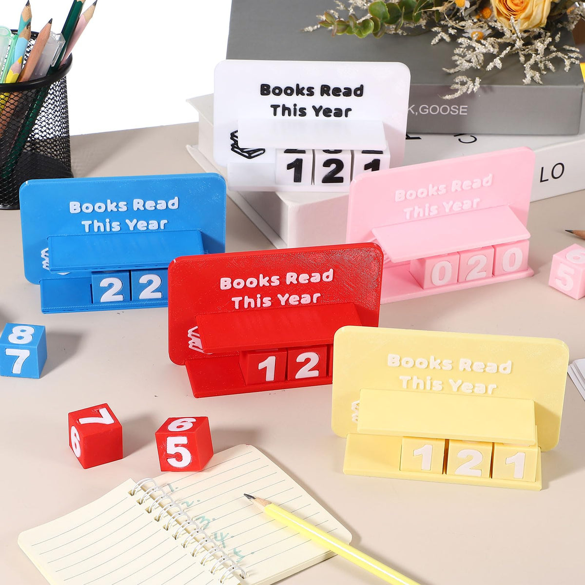 PATIKIL Books Read This Year Tracker, 3D Reading Challenge Counter Sign Library Bookshelf Decor Reading Challenge Number Up to 999 Books Gift for Reader Book Lovers Teachers, Sky Blue
