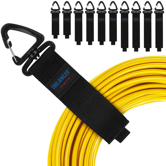 Heavy Duty Storage Straps(10-Pack), Trilancer Hook-and-Loop Cord Organizer and Hanger with Triangular Buckle to Hang on Walls for Cables, Wires, Rope, Hoses, Organization for Home, Garage or Workshop