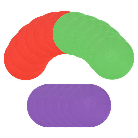 YELARXI Spot Markers for Agility Dot, Non-Slip Poly Spots Floor Dots Flat Field Soccer Training Equipment 9 in & 18 Pcs & Red/Green/Purple -Fitting for (Gym/Sports/Training/PE Games/Dance)