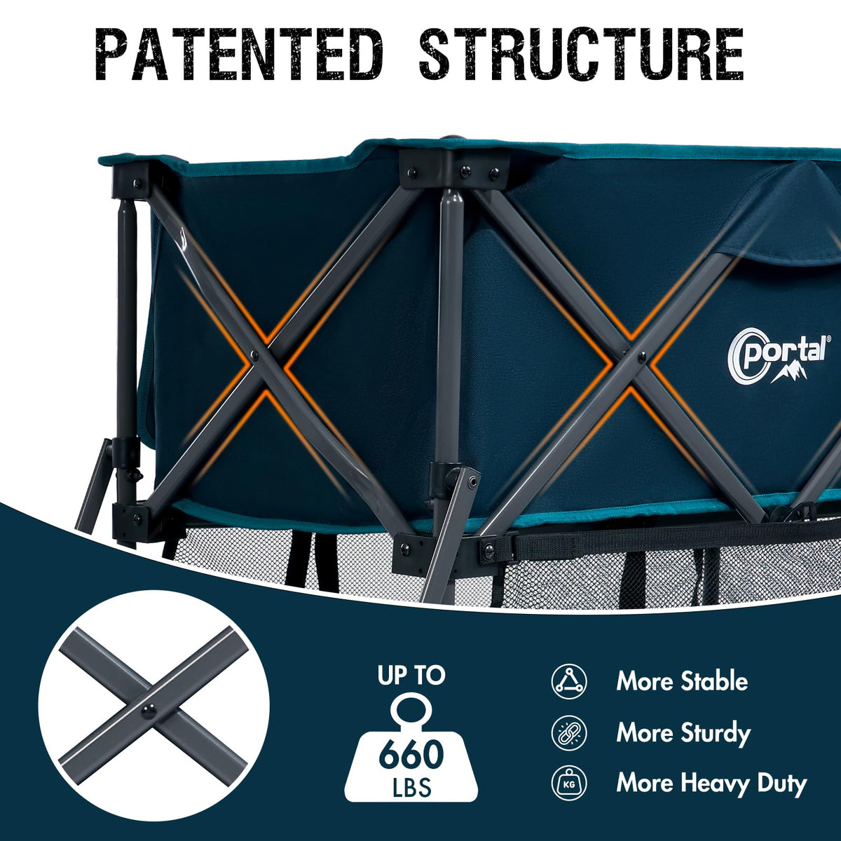 Portal Collapsible Double Decker Wagon Folding Utility Cart with Tailgate, Beach Wagons with Big Wheels, 660LB Heavy Duty Foldable Wagon 14 FT³ Large Capacity for Camping, Sports, Garden
