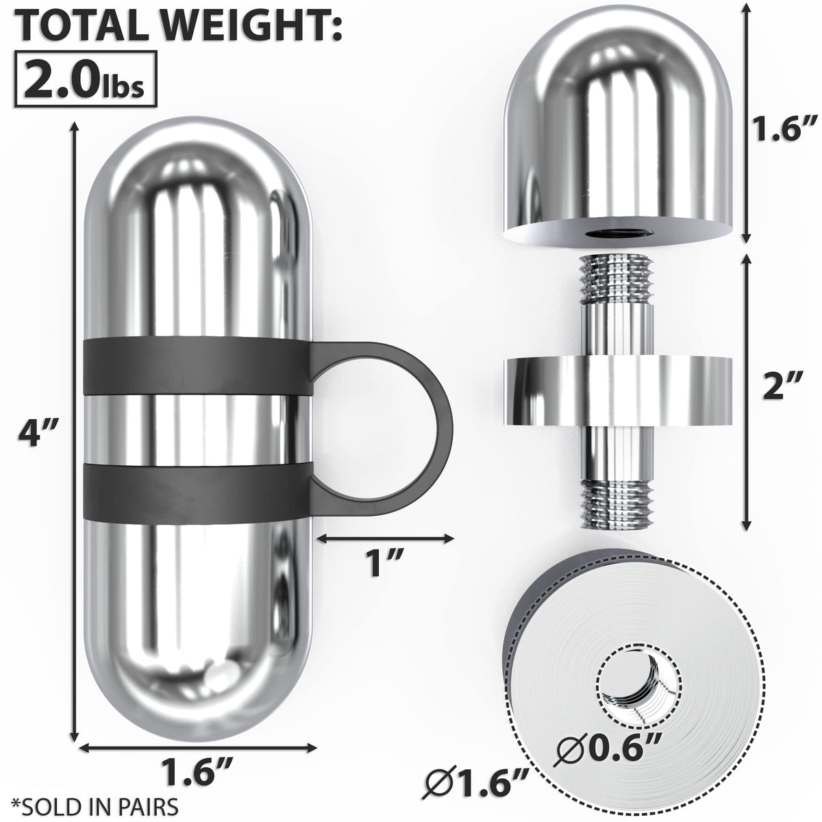 Synergee 4lb Set Cardio Hand Weights. Stainless Steel Hand Weights. Dumbbell Set.
