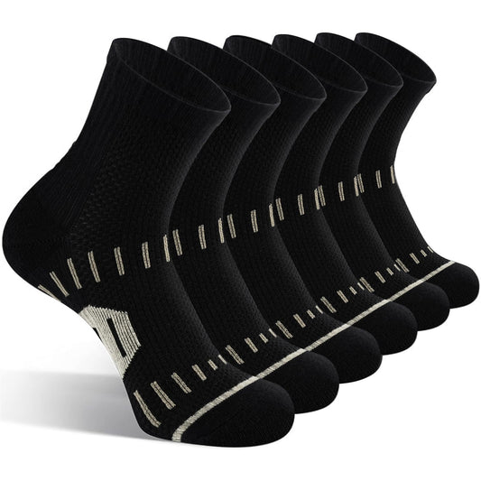 SukModen Copper Ankle Compression Socks for Men and Women (6 Pairs), Breathable Arch Support Short Running Socks
