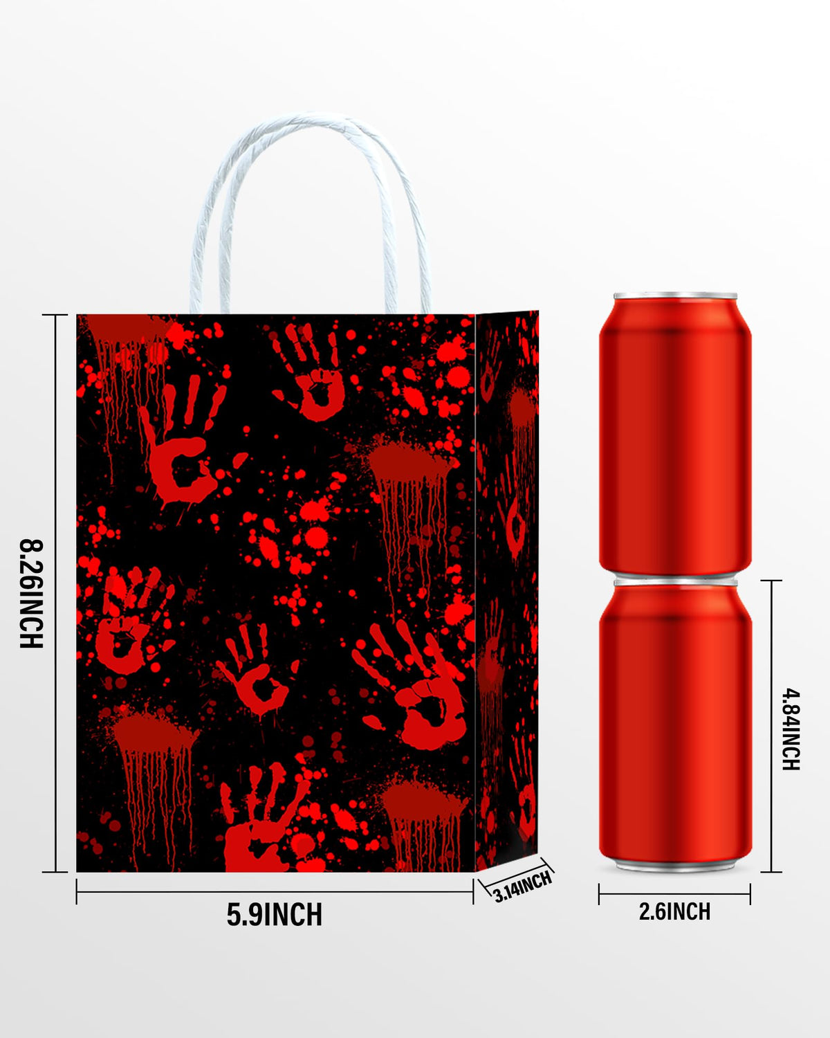 Roselush 16Pcs Bloody Goodie Gift Bags - Horror Bloody Handprint Party Favor Treat Bags for Bloody Birthday, Scary Movie Birthday Decorations, Serial Killer Halloween, Slasher Party Decorations