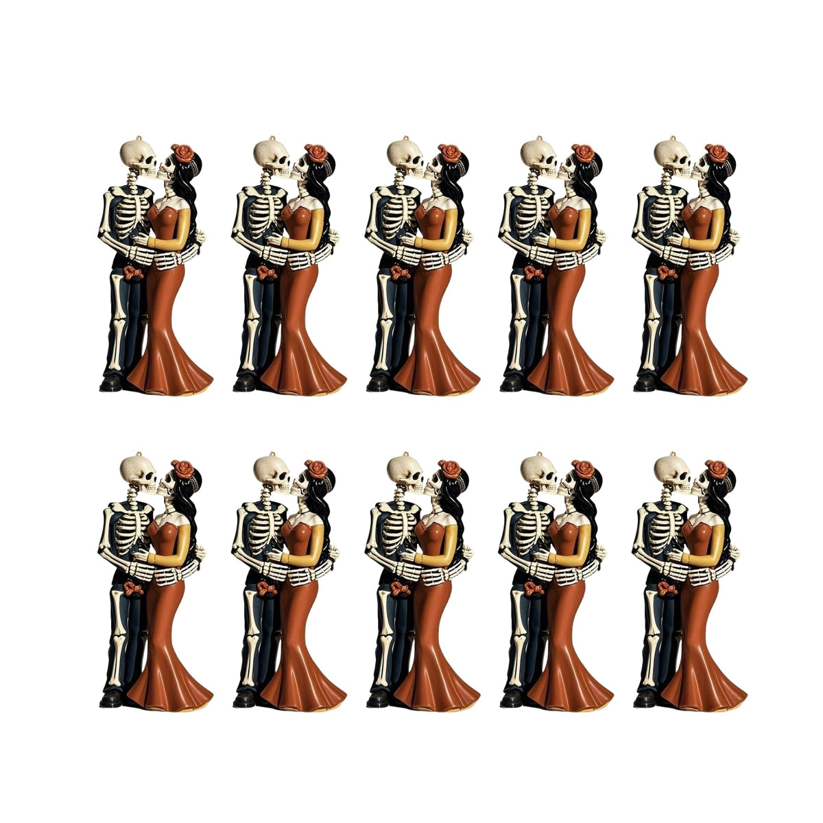 Foumiyfa 10Pcs Halloween Couple's Skull Hanging Ornaments,Car Rearview Mirror Decoration,Halloween Tree Decorations Acrylic Hanging Cutouts with Ropes for Trick or Treat Party Supplies