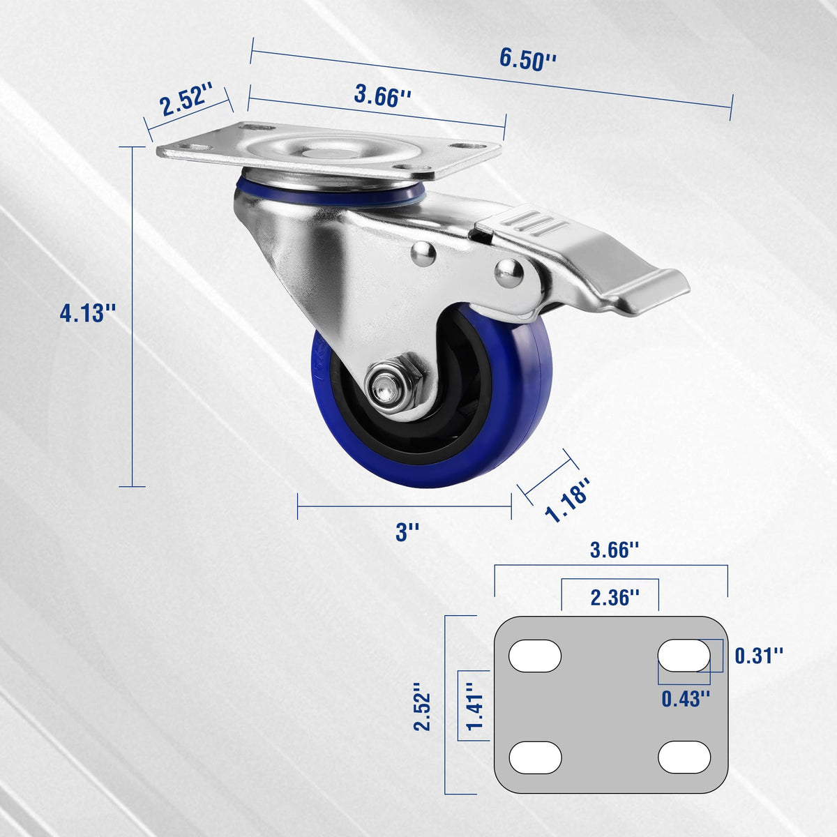 WORKPRO 3 Inch Caster Wheels, 1760LBS Heavy Duty Casters Set of 4, Swivel Casters with Brake, Locking Industrial Casters for Workbench, Furniture, Cart