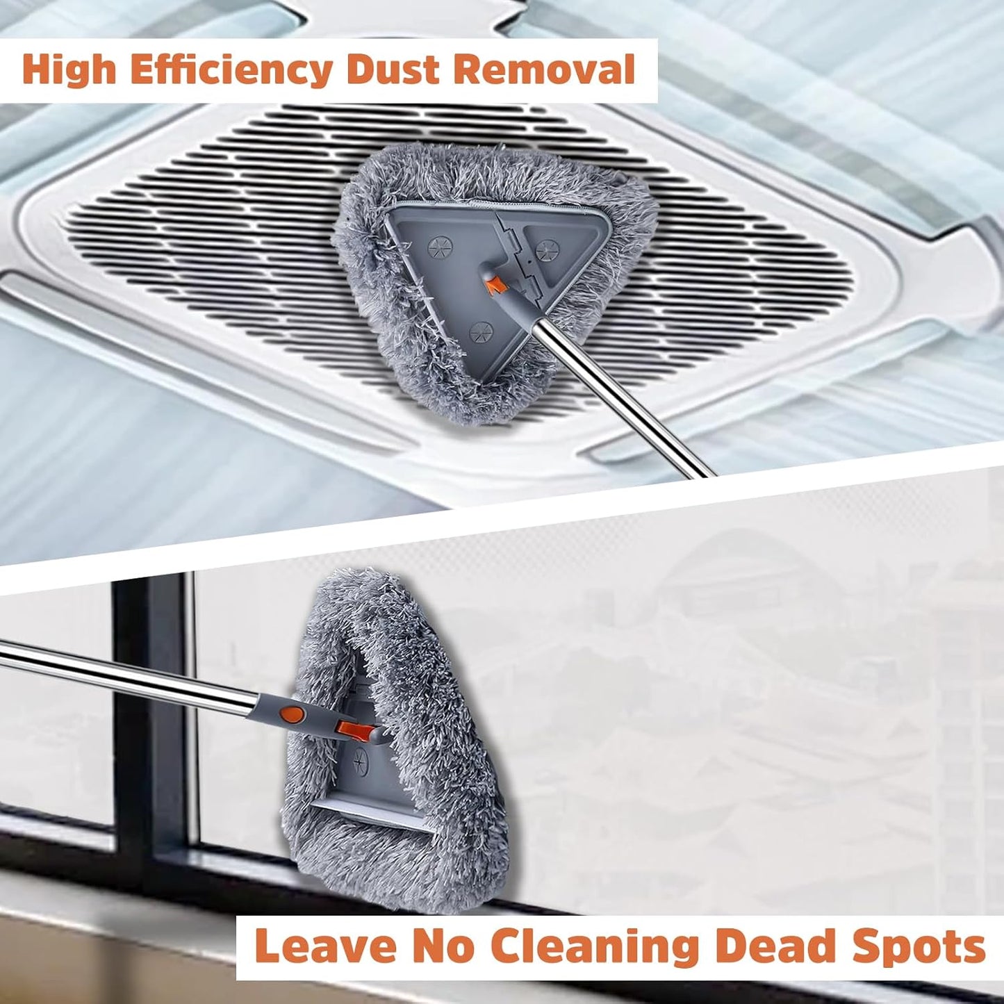 UIMO Wall Cleaner Mop - 2-in-1 Triangle & Rectangle Head with 94" Long Handle | 10 Washable Pads