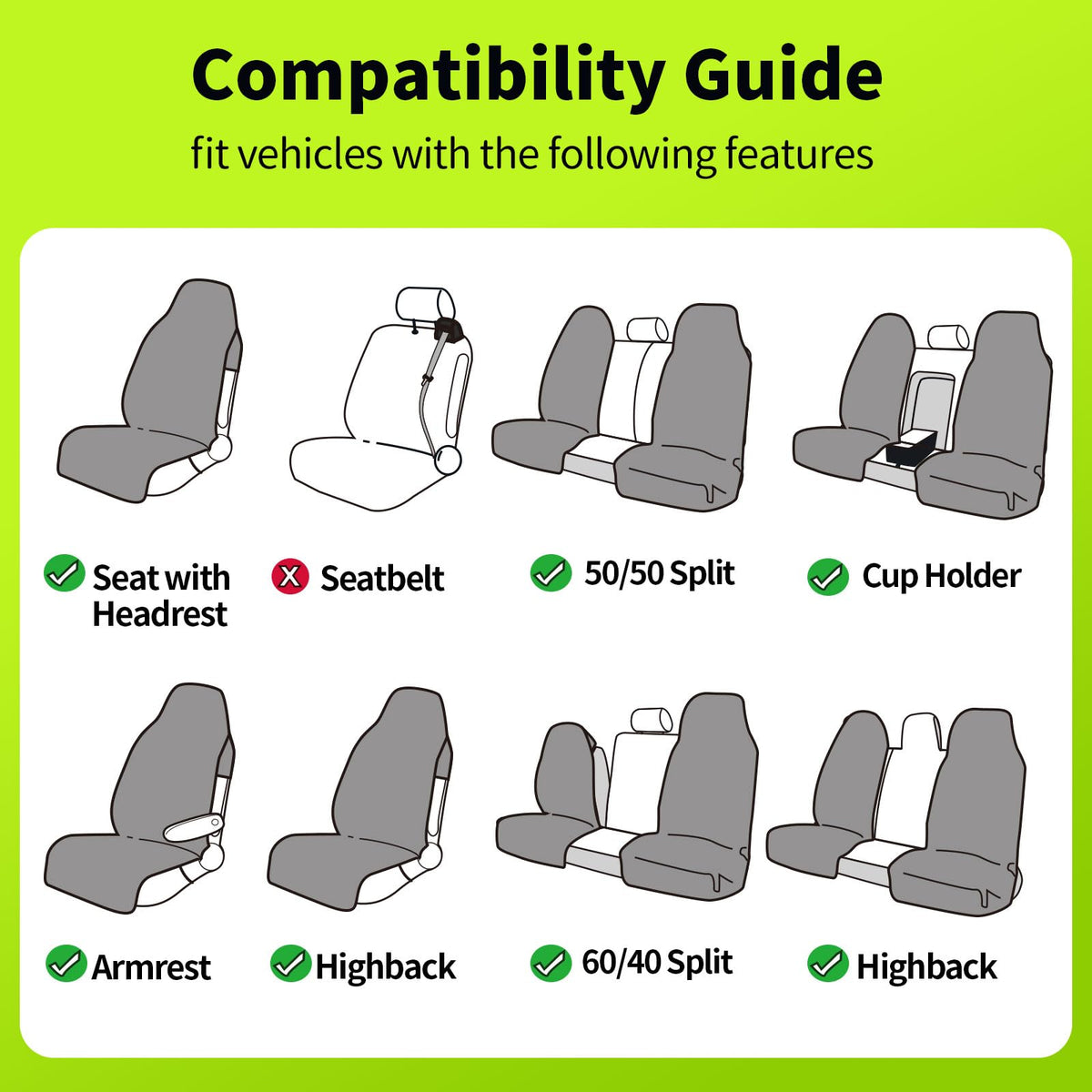 Leader Accessories Black Waterproof Sweat Towel Seat Cover Universal Non-Slip for Car Truck SUV Seat for Dog & Kid Workout Outdoor OR Sport Activities