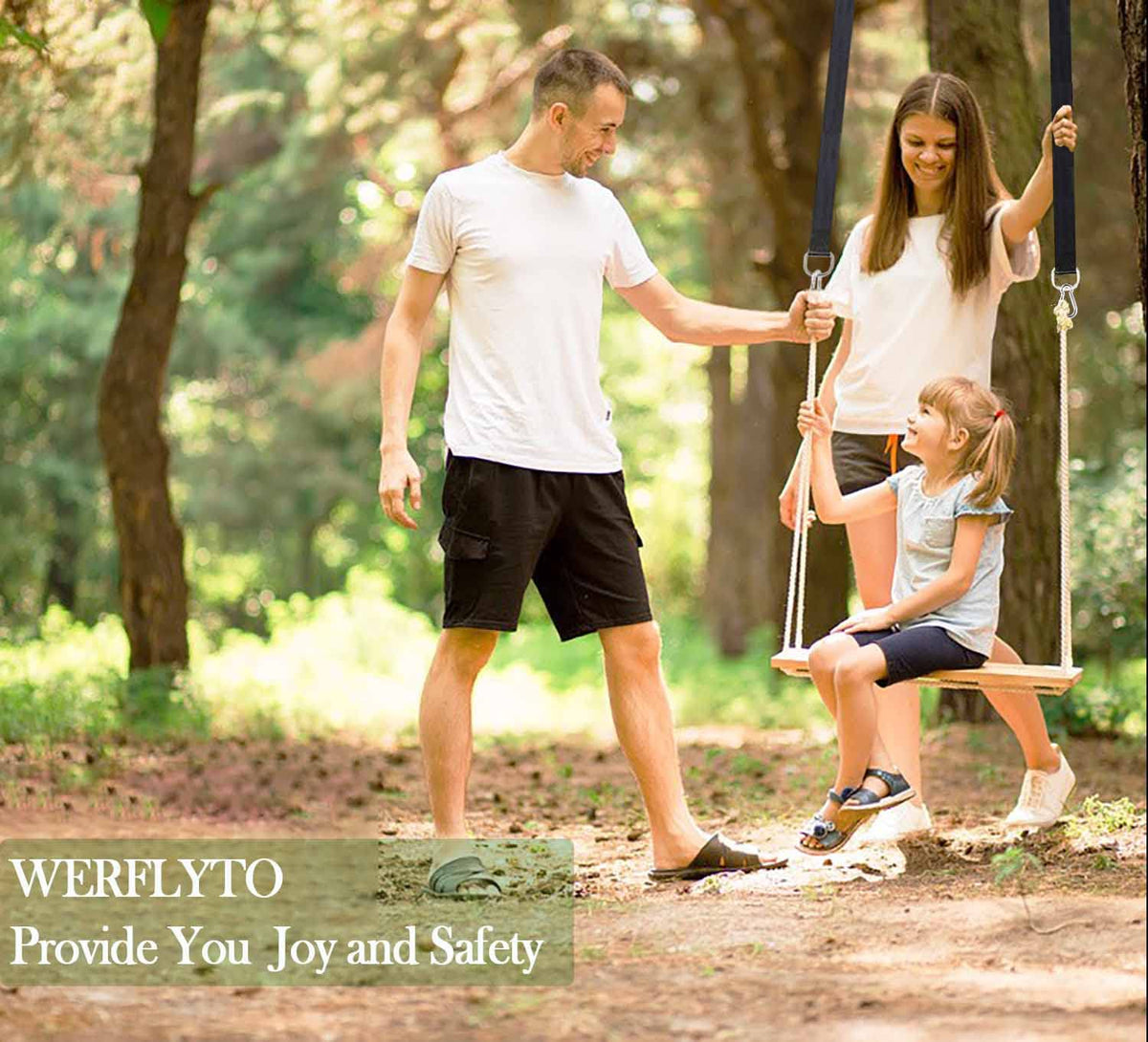Werflyto Safe Tree Swing Hanging Straps Kit, 3FT/10FT/15FT/20FT, Heavy Duty Holds 5500LBS Extra Long Adjustable Tree Swing Straps, Easy & Fast Way to Hang Any Swing or Hammock(3 FT)