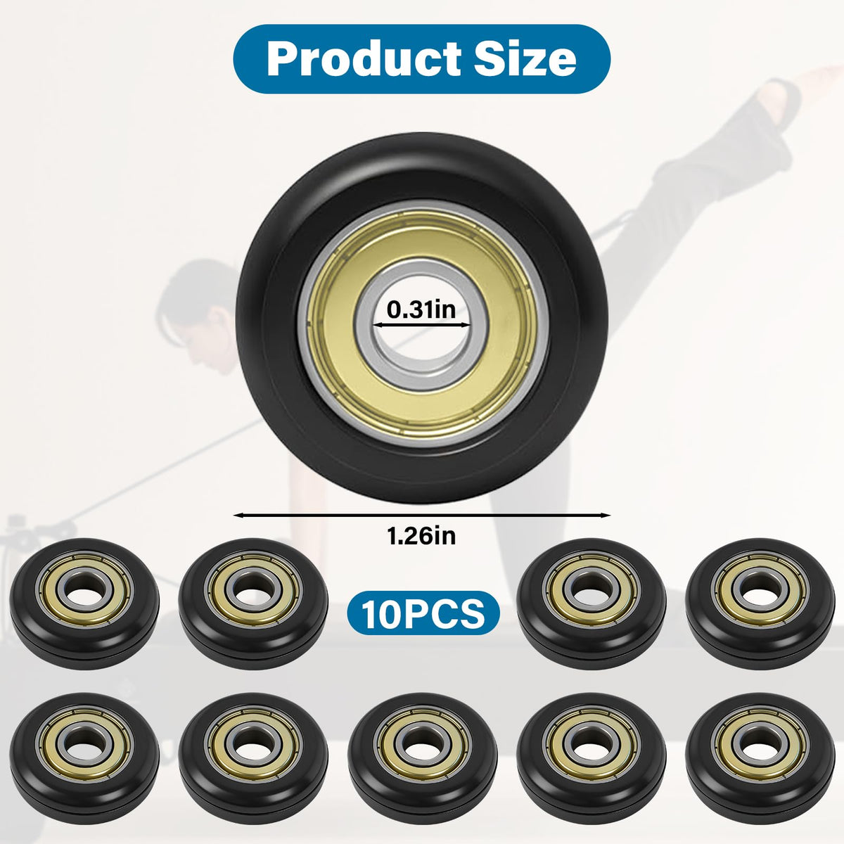 10 Pcs Replacement Roller Wheels for Aero Pilates Reformer Machines – Smooth, Quiet Glide, 32mm POM Wheels for Silent and Effortless Movement