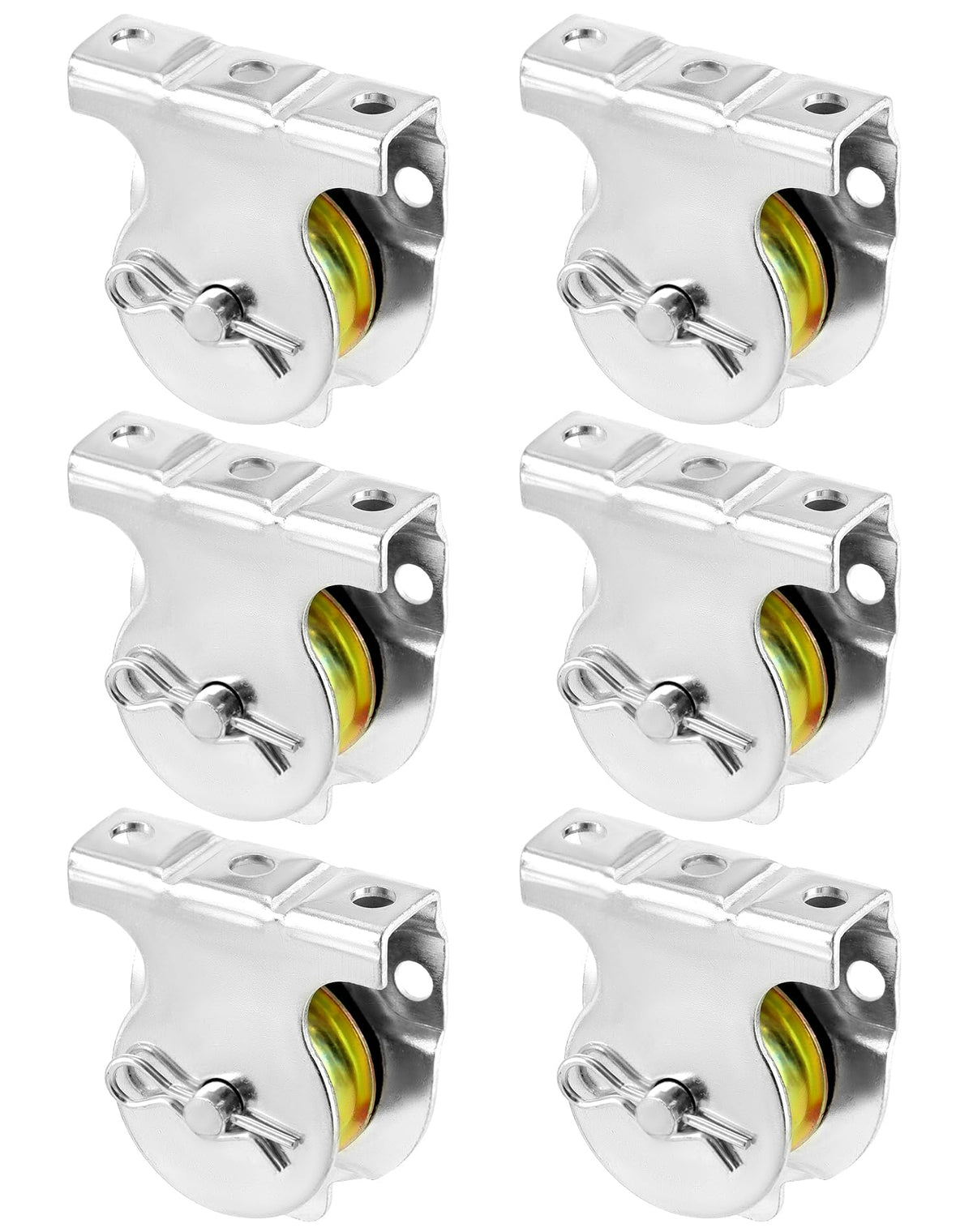 QWORK Wall Mount Pulleys, 6 Pcs 1-1/2" Ceiling Mount Single Pulley V-Groove Pulley Hardware Accessories for 3/8" Wire or Rope, Working Load 420 Lbs