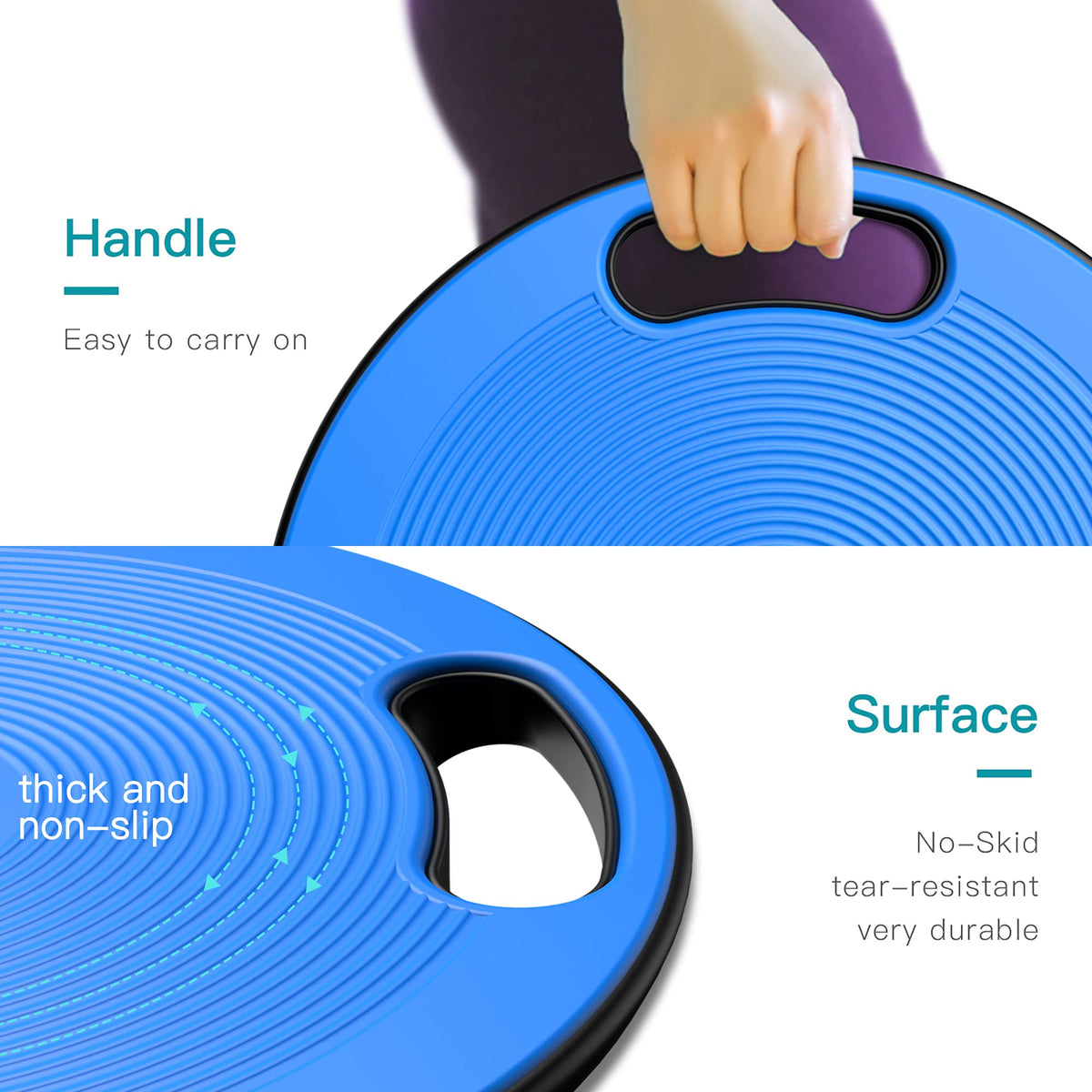 EVERYMILE Wobble Balance Board, Exercise Balance Stability Trainer Portable Balance Board with Handle for Workout Core Trainer Physical Therapy & Gym Diameter No-Skid Surface 15.7" Blue