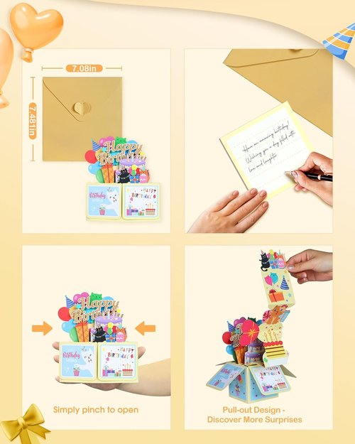 Funny Cat Pop Up Birthday Card by [Brand Name] - Unique 3D Greeting with Envelope | Perfect Gift for Cat Lovers