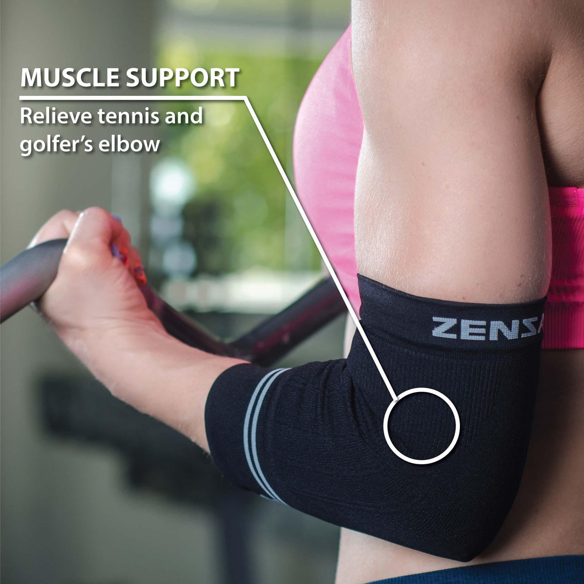Zensah Compression Tennis Elbow Sleeve for Elbow Tendonitis, Tennis Elbow, Golfer's Elbow - Elbow Support, Elbow Brace (Small, Black)