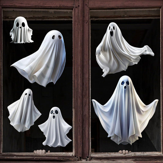 1 Sheet Halloween Ghost Window Clings for Glass Windows, Cute Ghost Window Stickers, Ghost Decal Window Clings Static Cling Decal for School Home Office Decoration Halloween Party Supplies