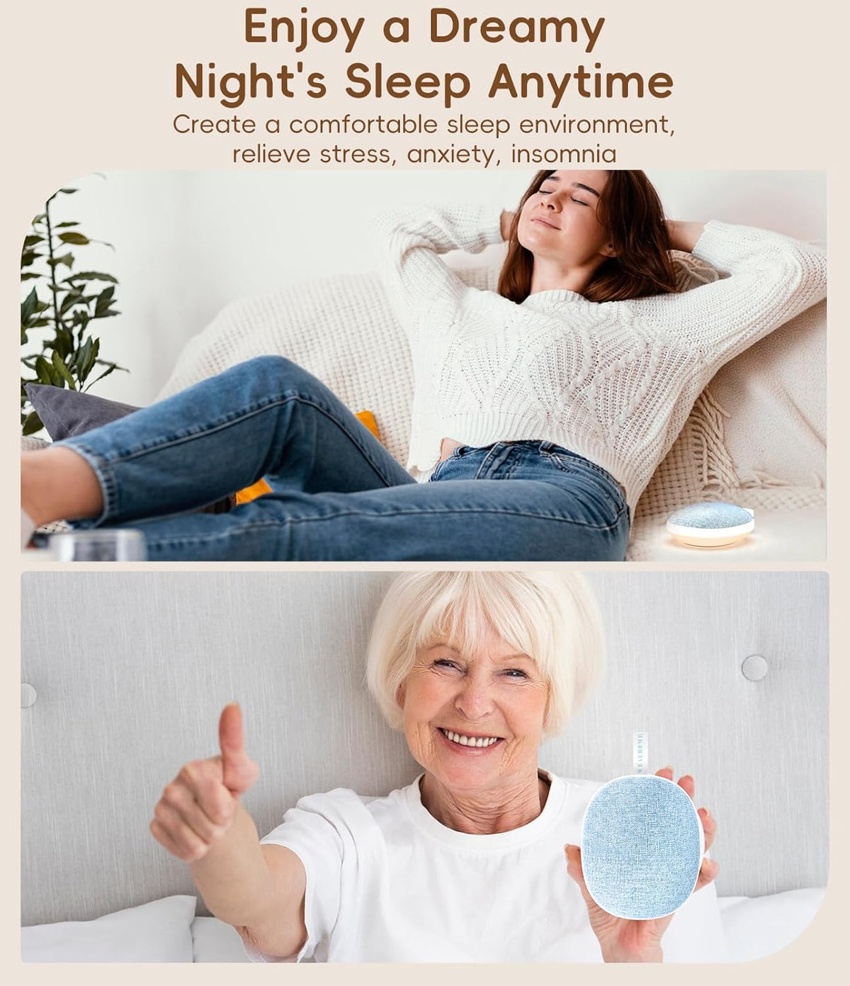 Skiennix Portable White Noise Sound Machine - Bluetooth Speaker & Baby Sleep Soother | Rechargeable, 6 Sounds, Blue