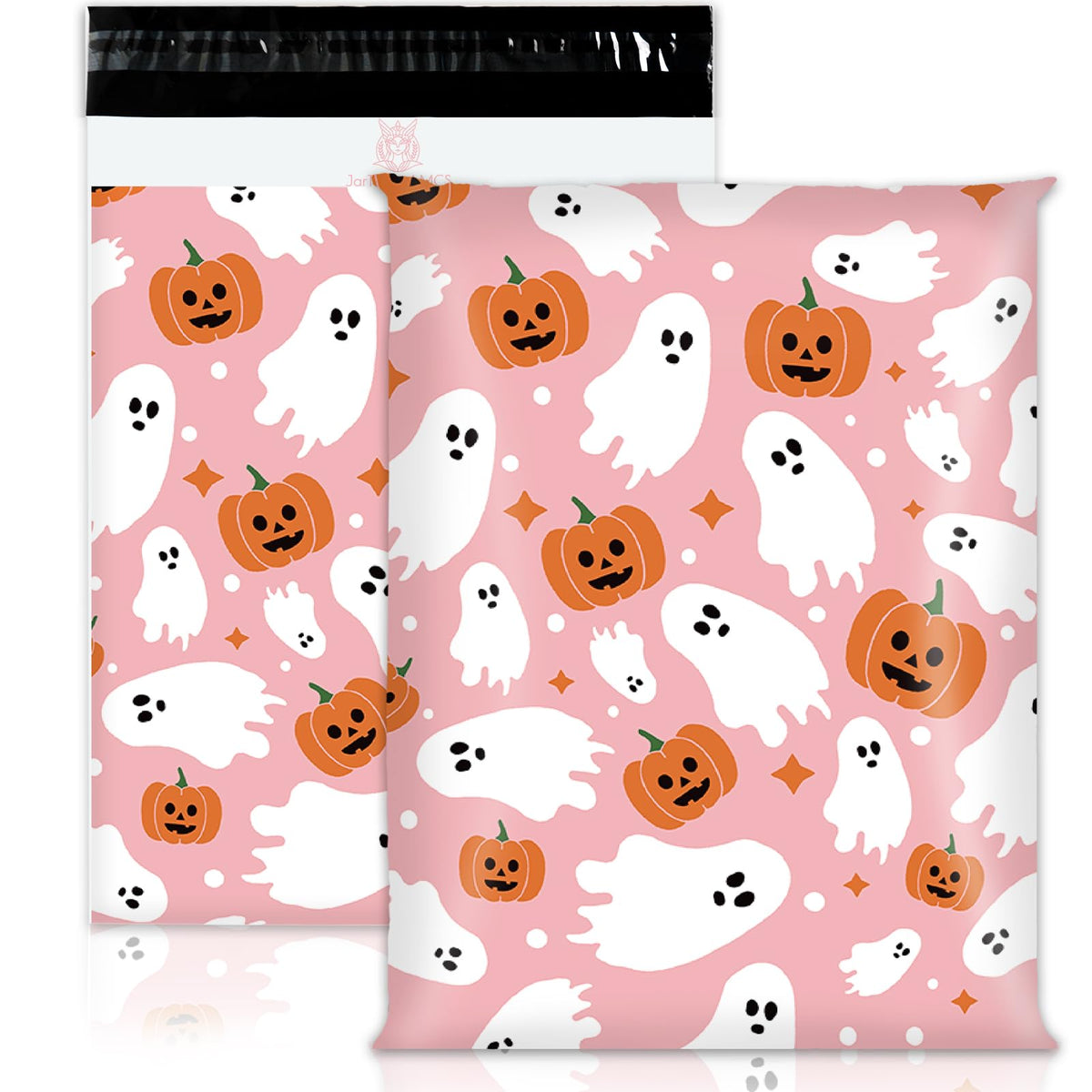 JarThenaAMCS 25 Pcs Halloween Poly Mailers Pink Ghost Pumpkin Packaging Bags Self Sealing Plastic Mailing Envelope Bag for Small Business Clothing Gift, 10 x 13 Inch