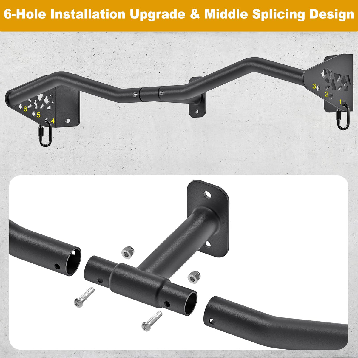 Kipika Heavy Duty Wall Mounted Pull Up Bar, Doorway Pull-Up Bar for Home Gym, Upper Body Strength Training (32" M Type)