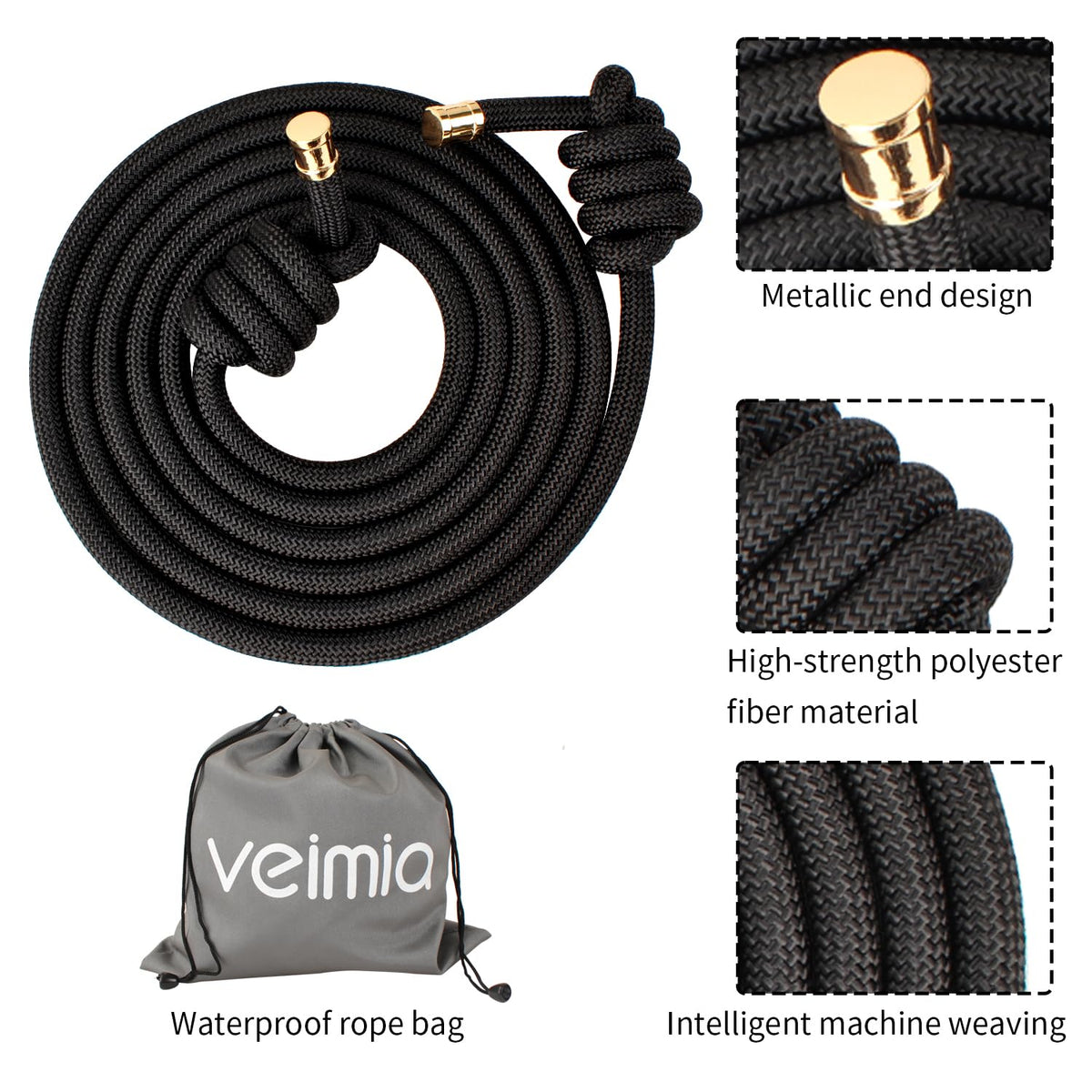 veimia Flow Rope for Fitness High Performance Double Woven Workout Rope Adjustable Flow Jump Rope for Men Women Training Indoor Outdoor Cardio Exercise Ropes for beginner