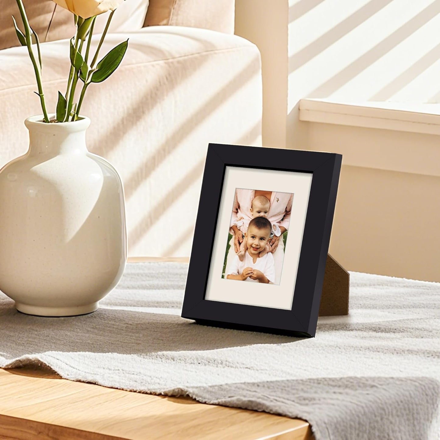 Upsimples 3.5x5 Picture Frame - Versatile Display for 2.5x3.5 or 3.5x5 Photos | Black, 1 Pack