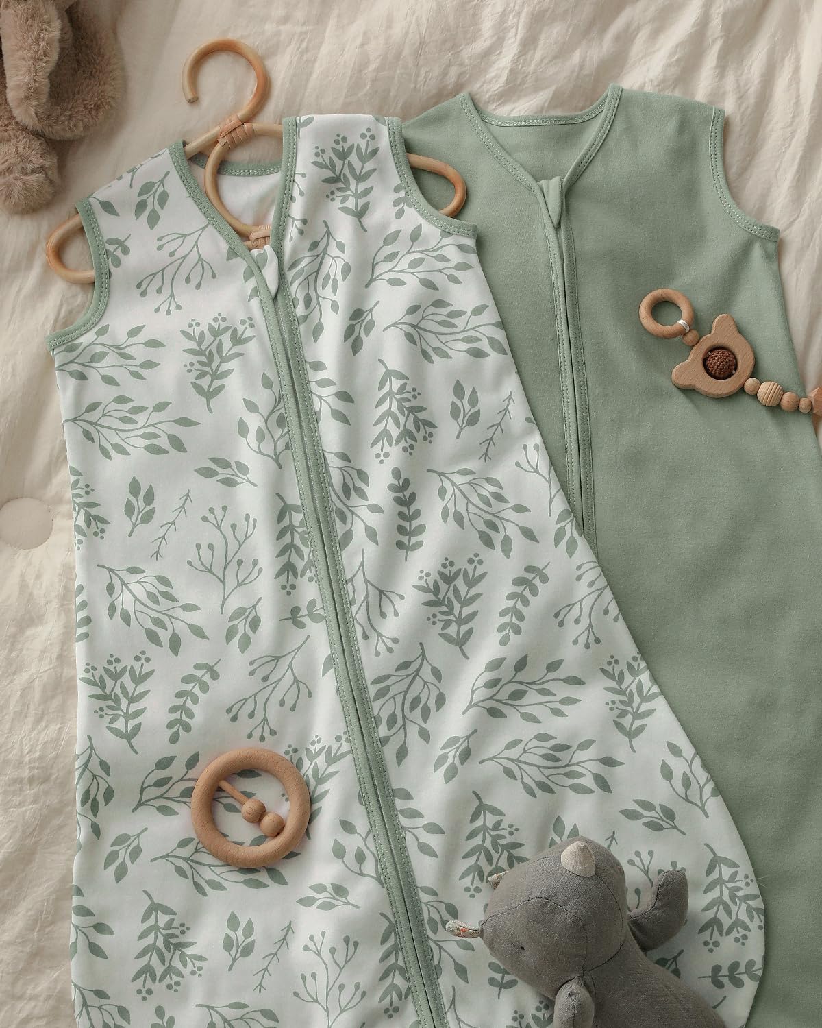 Yoofoss Baby Sleep Sack - 100% Organic Cotton Wearable Blanket | 12-18 Months, 2-Way Zipper, 3 Pack