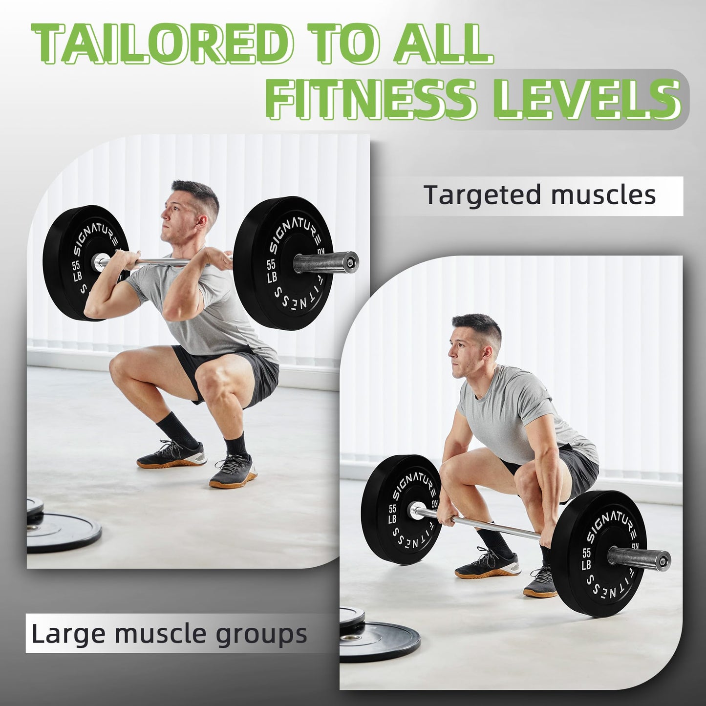 Fitvids 2-Inch Olympic Bumper Weight Plates Including 370 LB Weight Plates & 7FT Olympic Barbell Bar, Black