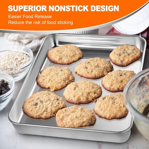 CEKEE Stainless Steel Baking Sheet Set - Heavy Duty 16-Inch Cookie Sheets for Toaster Oven | 12-Piece Set