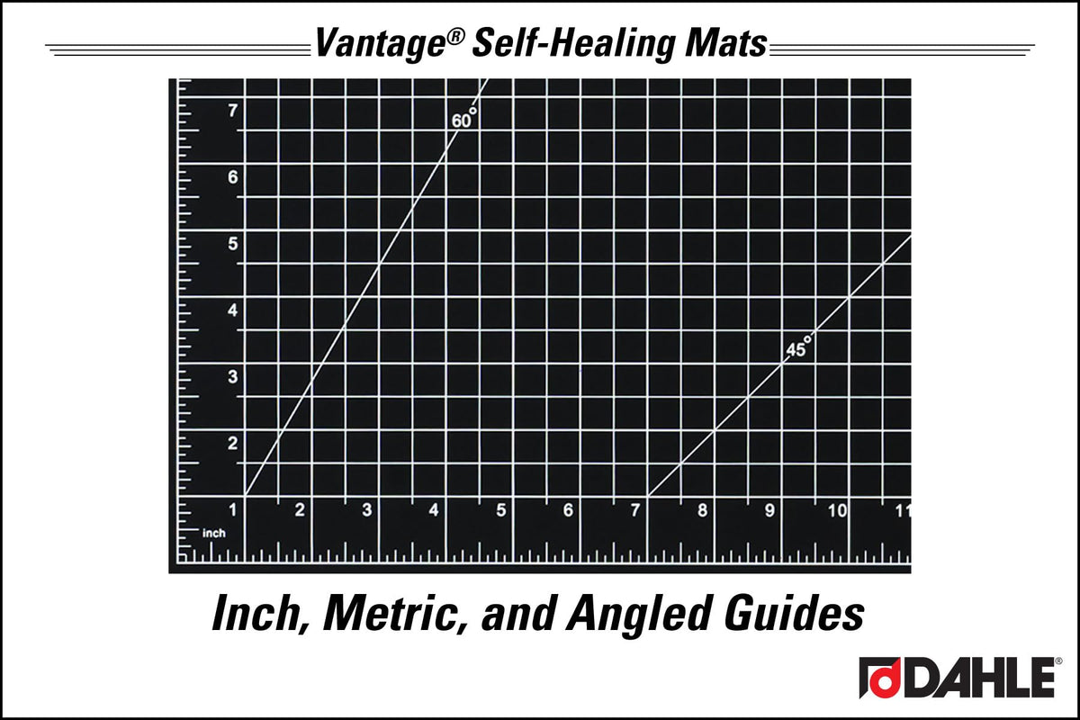 Dahle Vantage 10792 Double-Sided Premium Self-Healing Cutting Mat, 18"x24", 1/2" Grid, 5 Layers for Max Healing, Perfect for Crafts & Sewing, Black